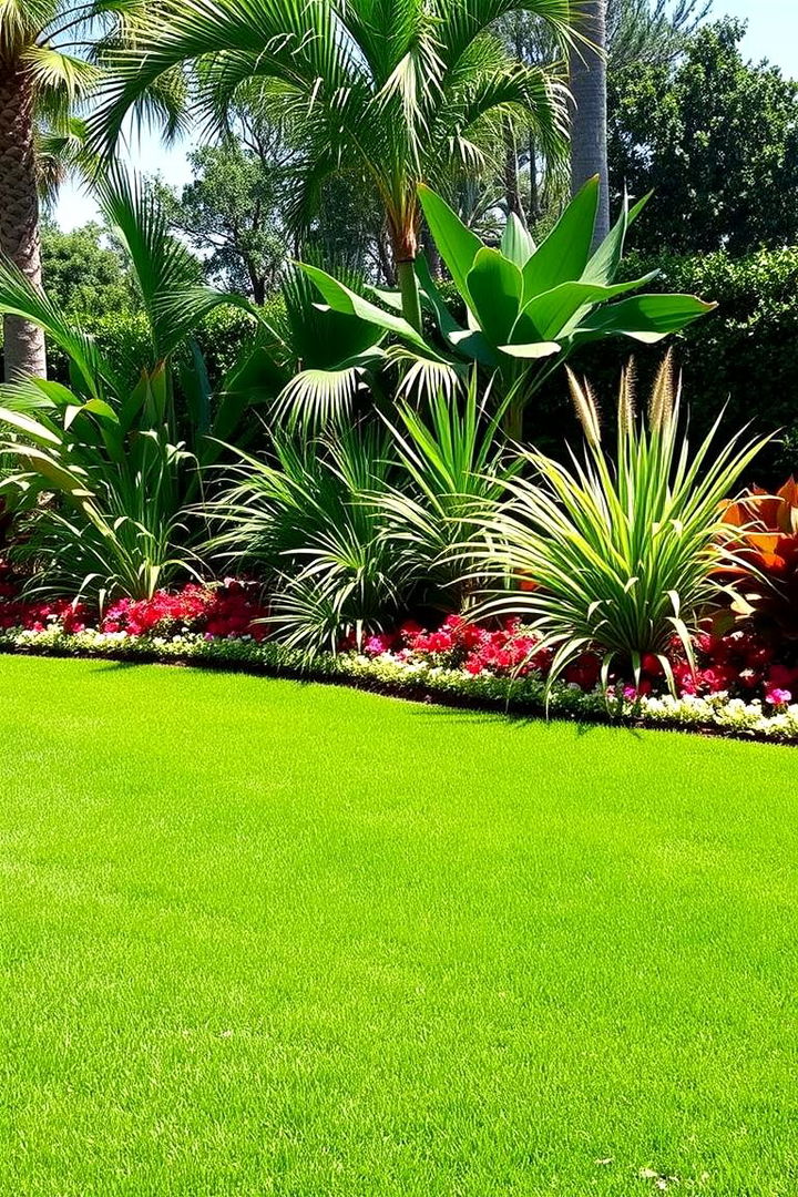Lush Green Lawn with Exotic Grasses - 22 Tropical Backyard Ideas