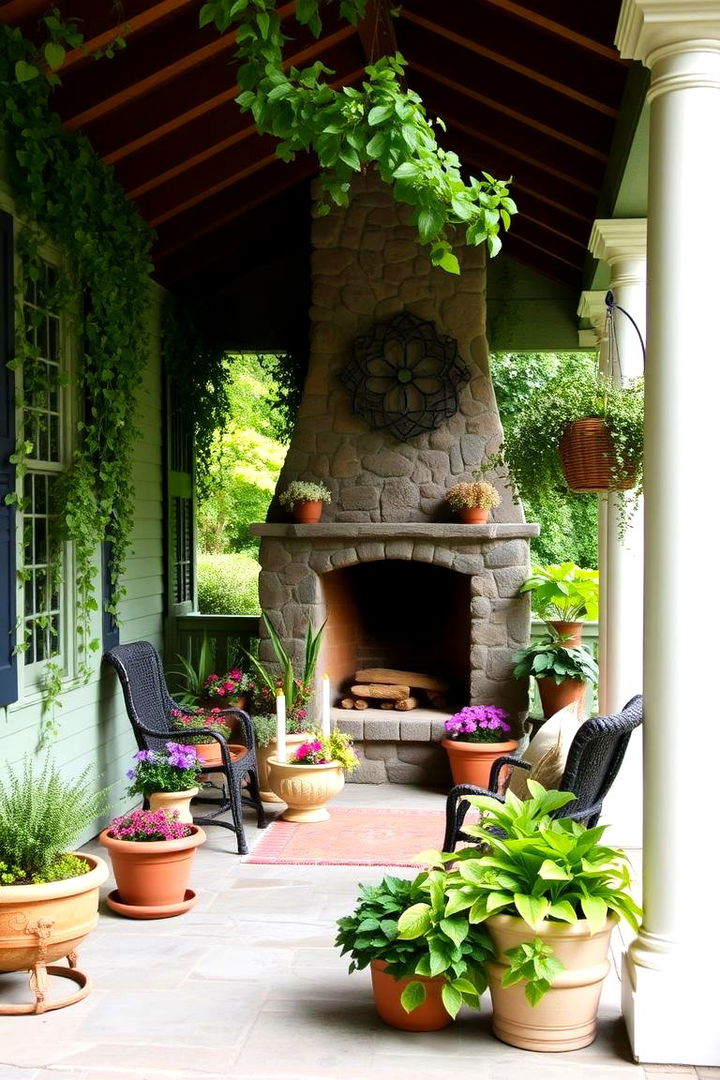 Lush Greenery Elements - 22 Screened-in Porch With Fireplace Ideas