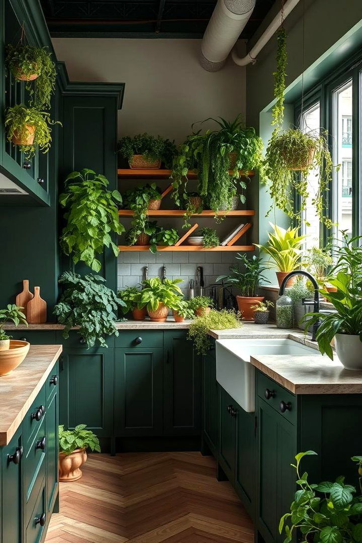 Lush Greenery Integration - 22 Dark Green Kitchen Ideas