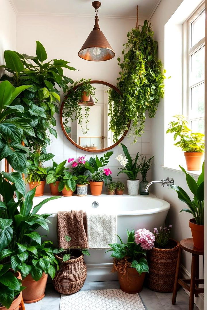 Lush Greenery and Floral Touches - 22 Country Bathroom Ideas