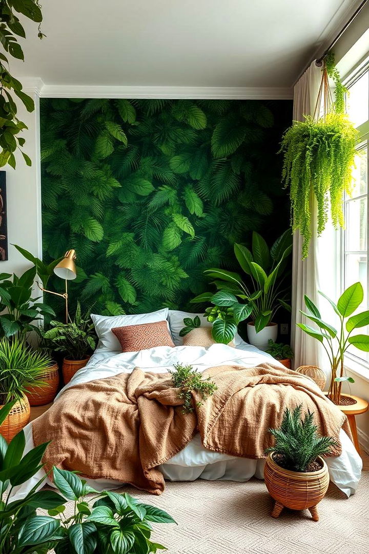 Lush Indoor Plant Integration - 22 Forest Green Bedroom Ideas