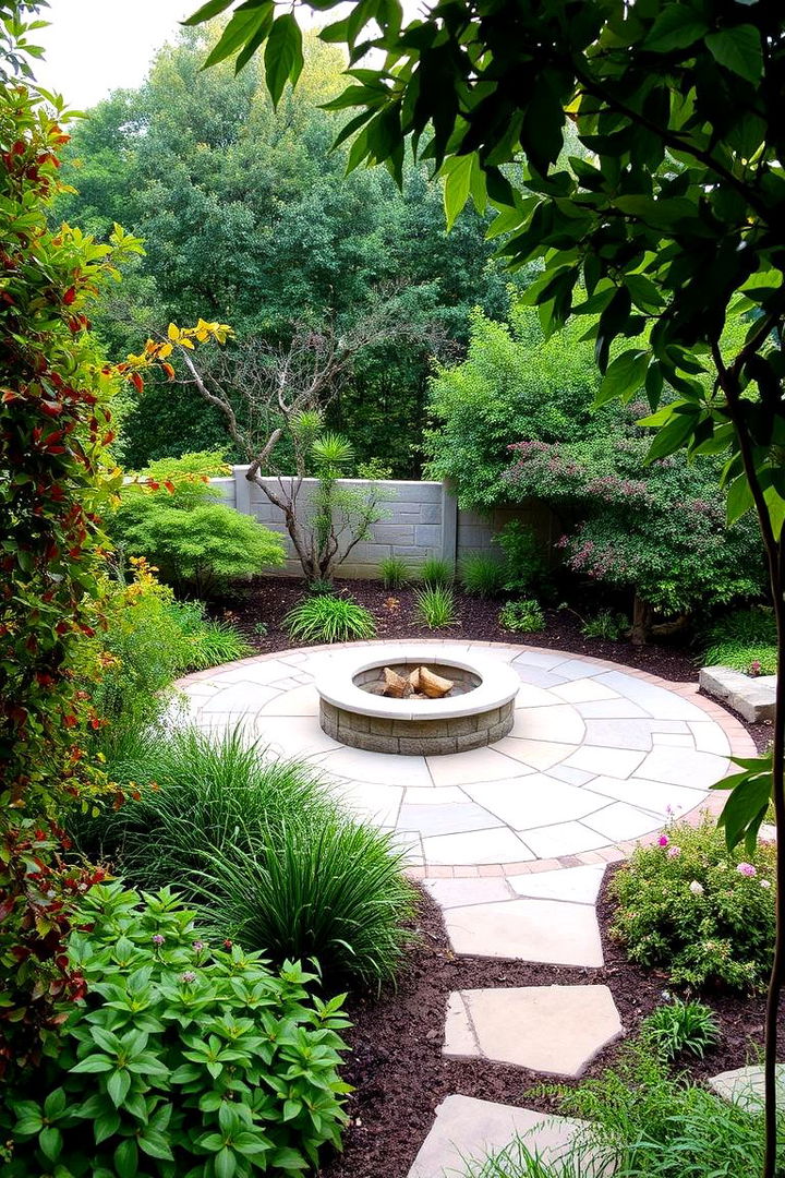 Lush Landscaping Integration - 22 Stone Patio With a Fire Pit Ideas