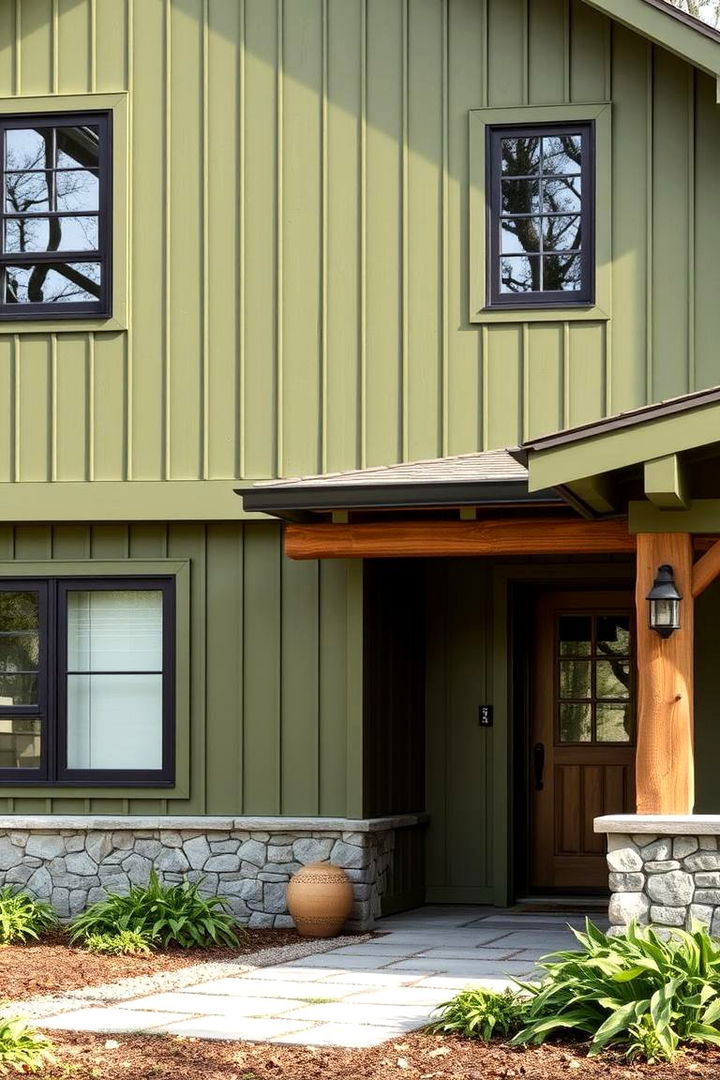 Lush Olive Green Harmony - 22 Board and Batten Siding Colors