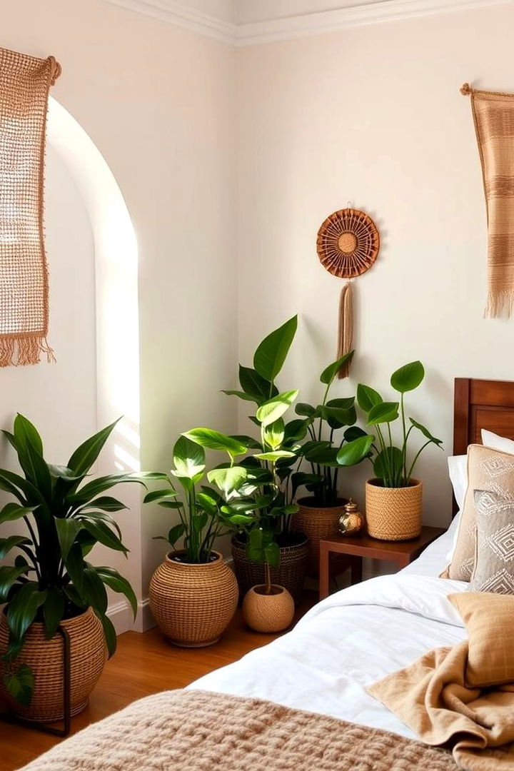 Lush Plants and Natural Textures - 22 Moroccan Themed Bedroom Ideas