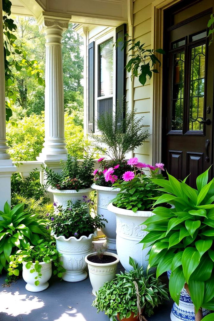 Lush Potted Plant Arrangements - 22 Victorian Porch Ideas