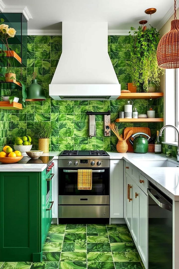 Lush Verdant Vibrance - 22 Kitchen With Green Backsplash Ideas
