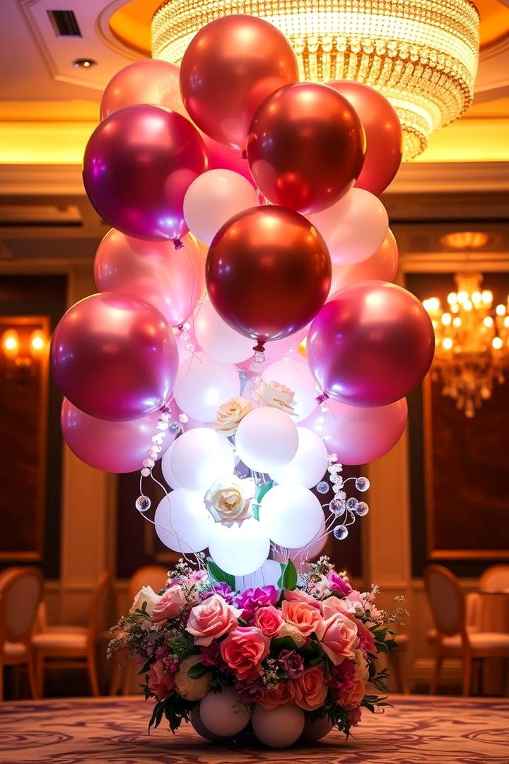 Luxe Balloon and Floral Centerpiece - 22 Balloon Centerpiece Ideas