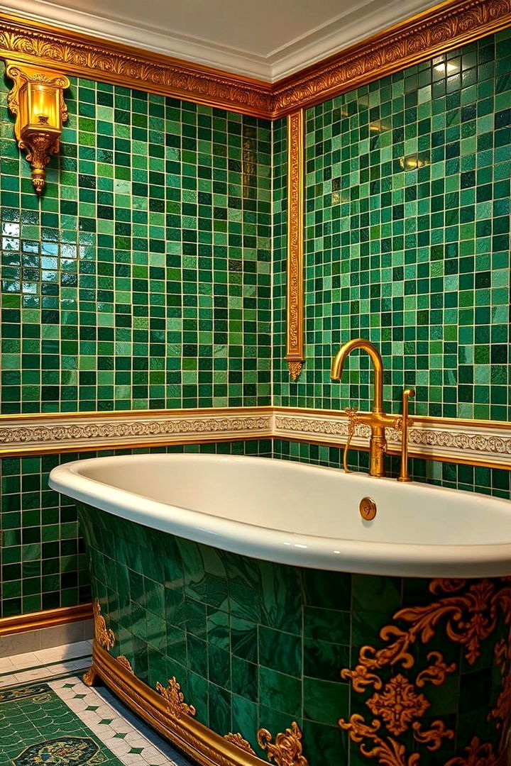 Luxe Bathtub Features - 22 Green and Gold Bathroom Ideas