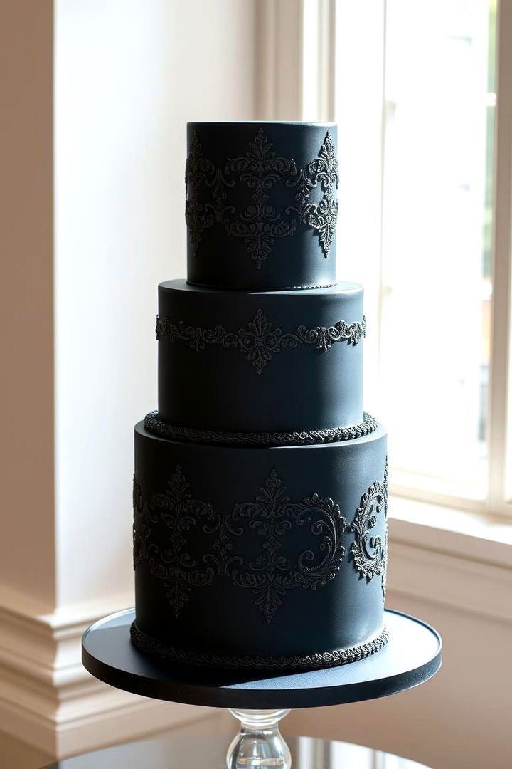 Luxe Black Wedding Cake Designs - 22 Black-Themed Wedding Ideas