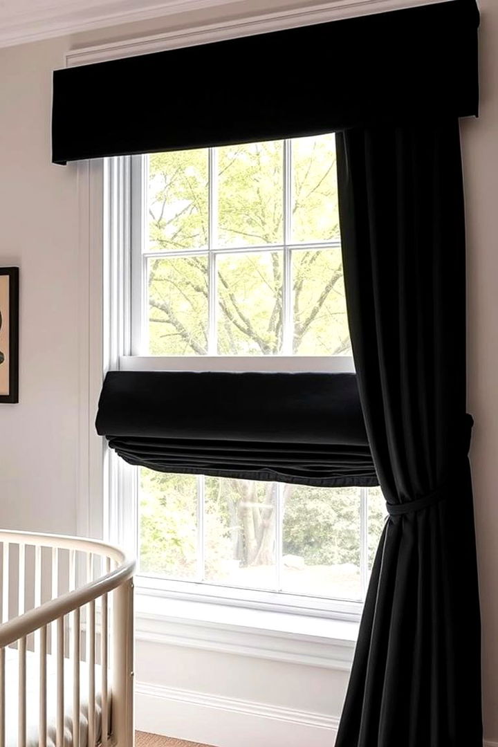 Luxe Black Window Treatments - 22 Black Nursery Ideas