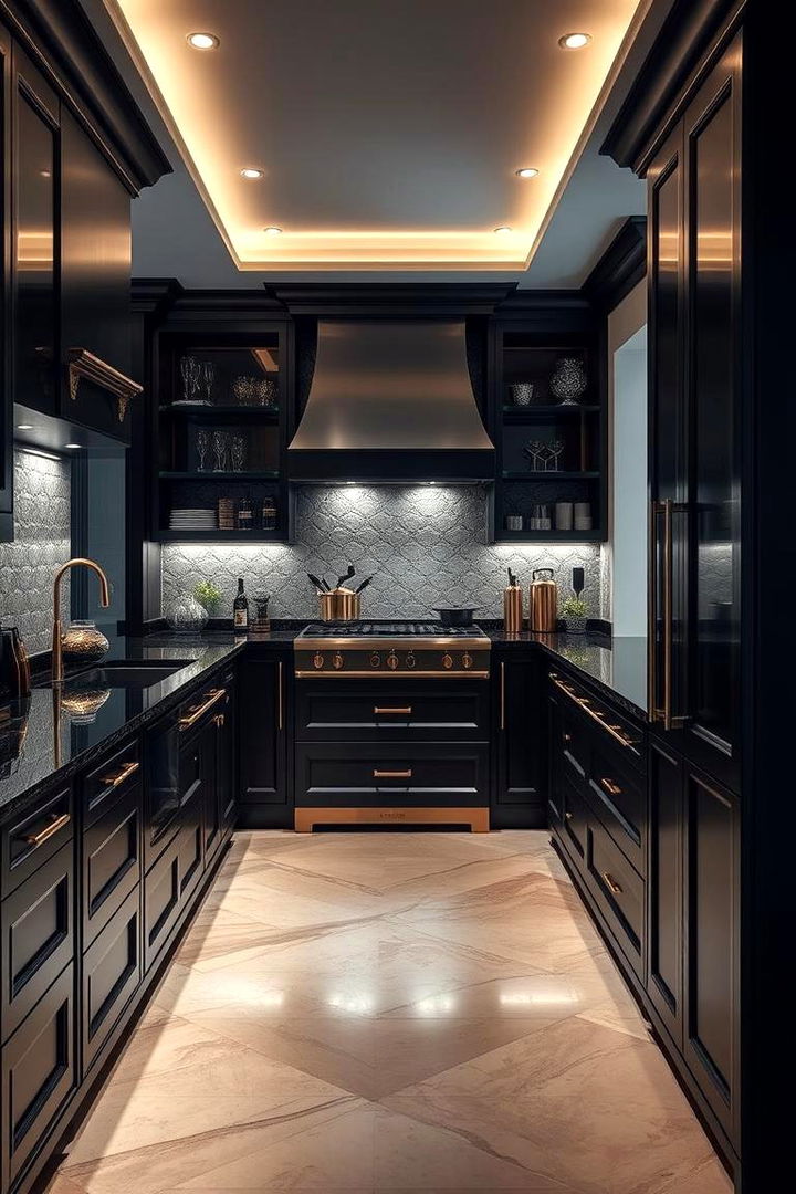 Luxe Black and Bronze Kitchen - 22 Dark Kitchen Ideas