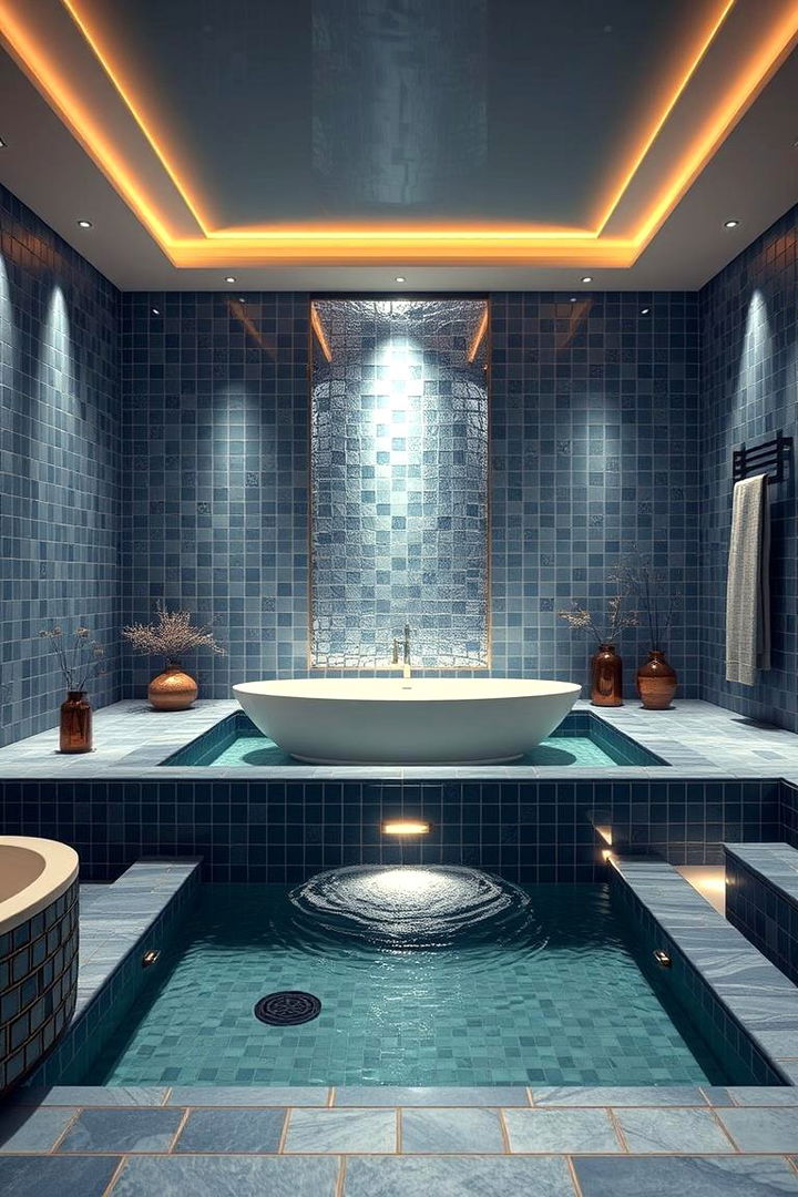 Luxe Blue Spa Ambience - 22 Blue Tile Bathroom Ideas
