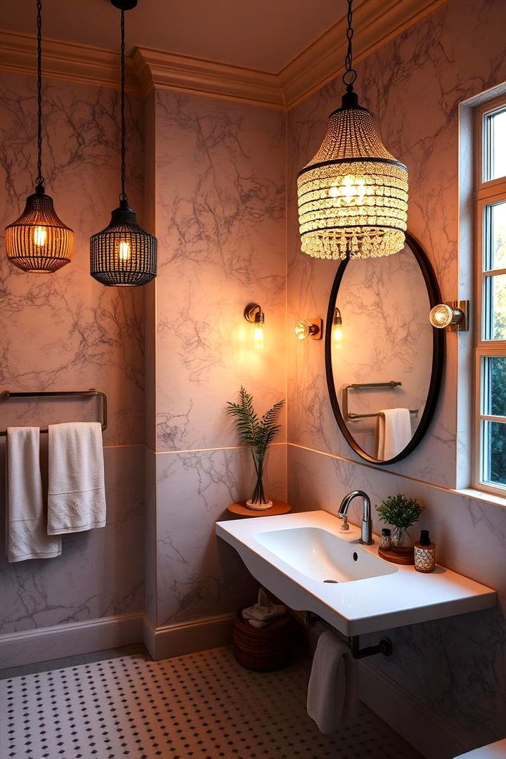 Luxe Boho Lighting - 22 Boho Bathroom Ideas