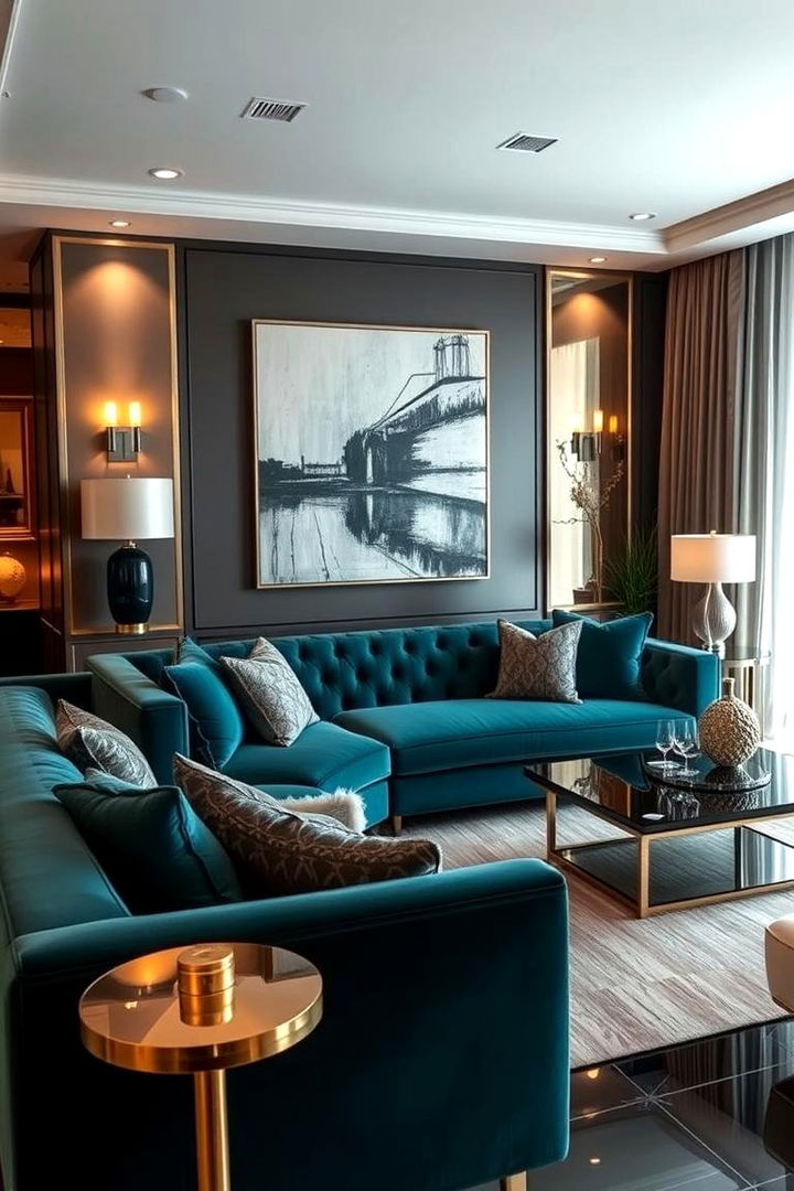 Luxe Contemporary Look - 22 Teal Couch Living Room Ideas