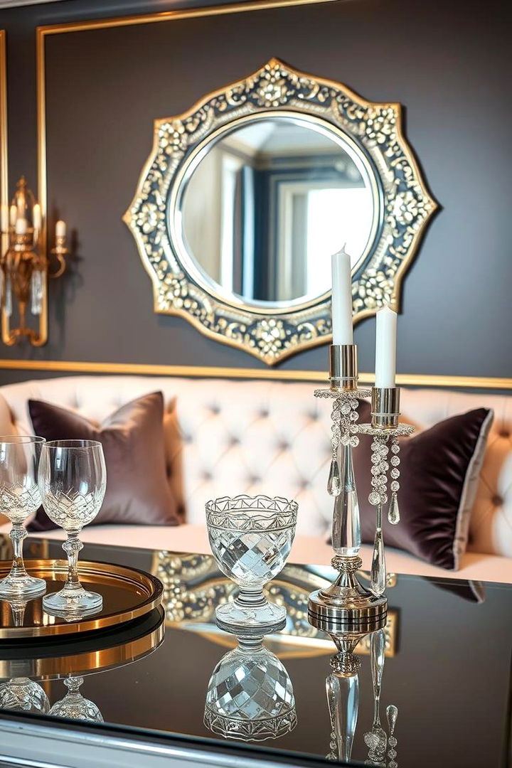 Luxe Glam with Mirror Accents - 22 Sofa Table Decor Ideas