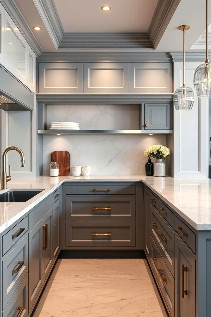 Luxe Glamour Accents - 22 Grey and White Kitchen Designs