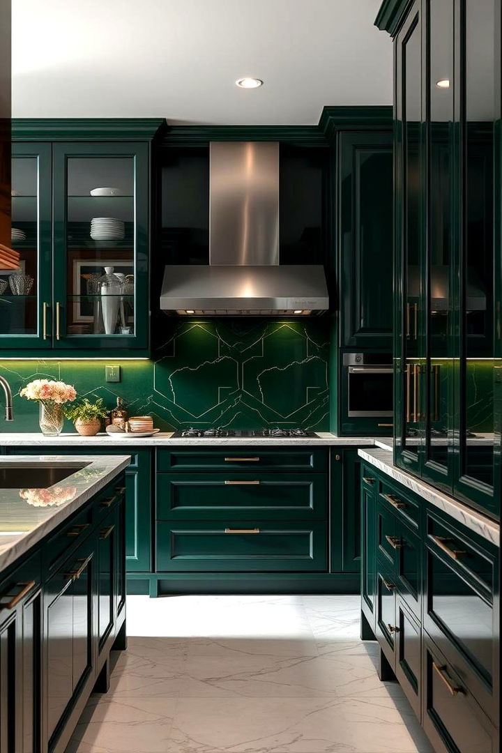 Luxe Green Accented Cabinets - 22 Green Kitchen Cabinet Ideas