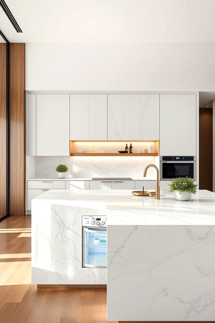 Luxe Integrated Cooler Design - 22 Marble Kitchen Island Ideas