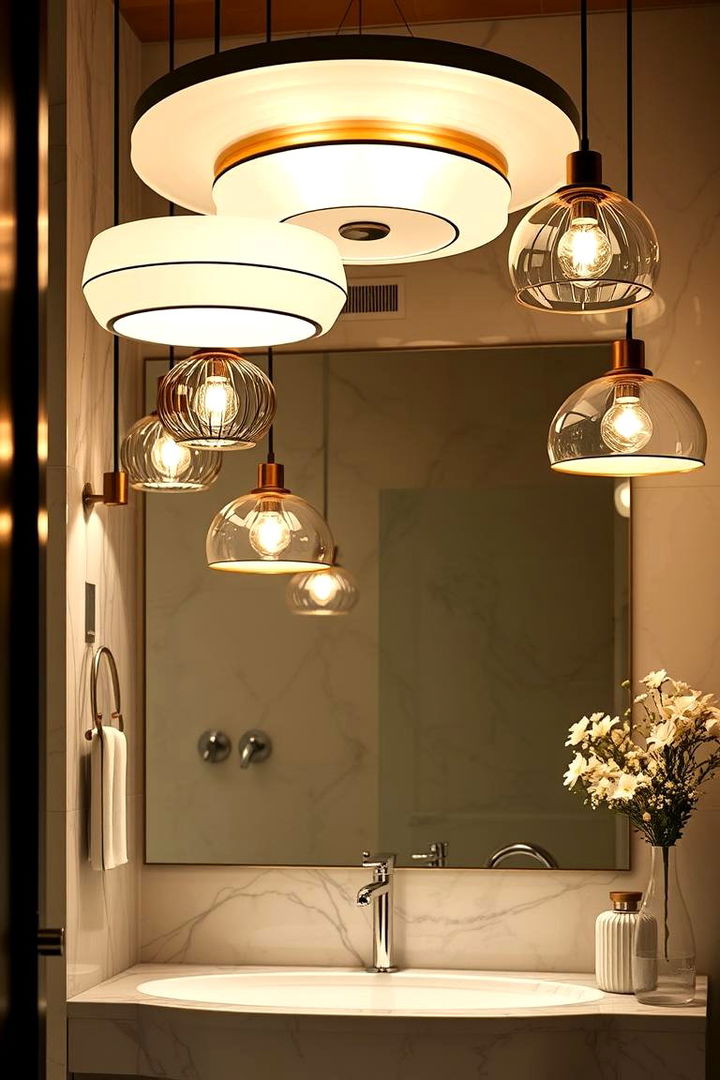 Luxe Layered Lighting Effects - 22 Bathroom Pendant Lighting Ideas