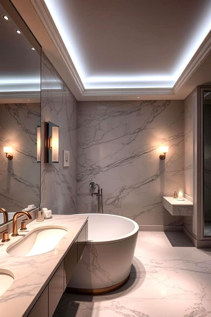 Luxe Marble Accents - 22 Eclectic Bathroom Ideas