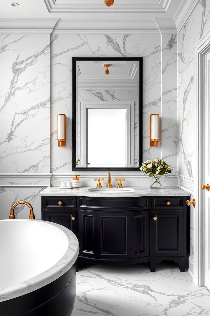 Luxe Marble Accents - 22 Black Vanity Bathroom Ideas