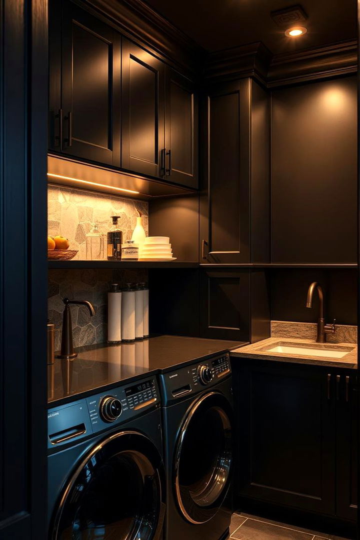 Luxe Matte Finishes - 22 black laundry room ideas