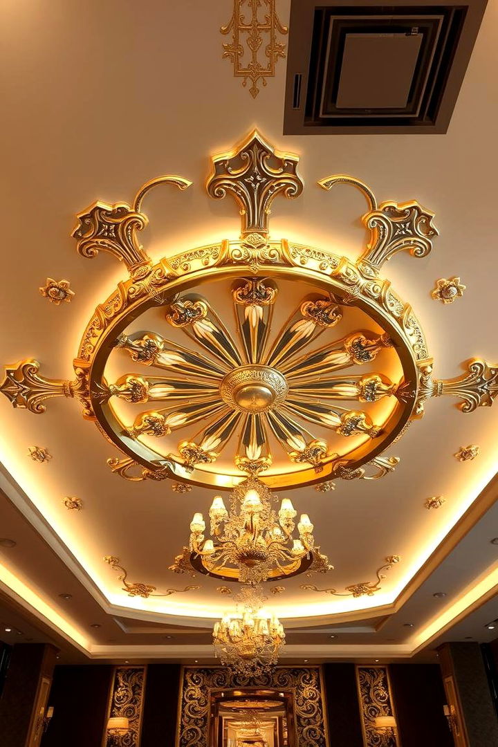 Luxe Metallic Accents - 22 Dining Room Ceiling Ideas