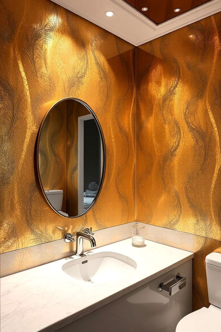 Luxe Metallic Finishes - 22 Bathroom Wallpaper Ideas