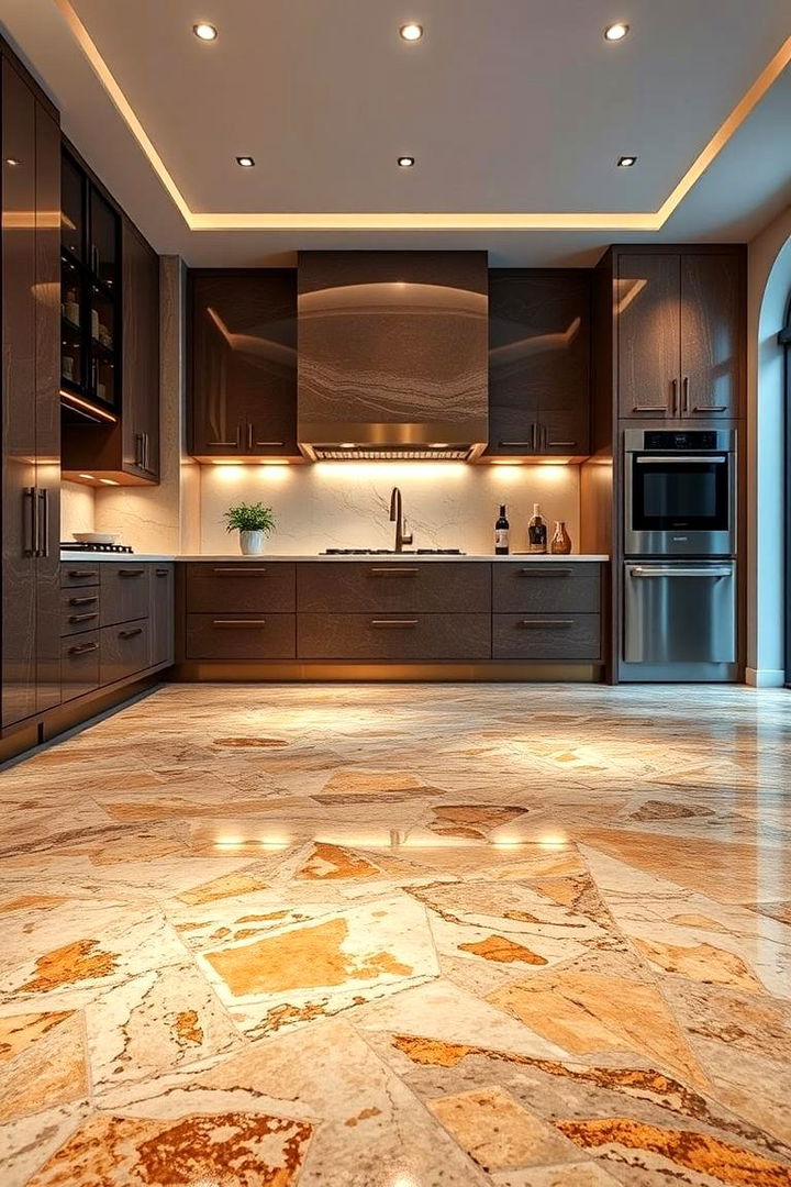 Luxe Metallic Hues - 22 Terrazzo Kitchen Floor Ideas