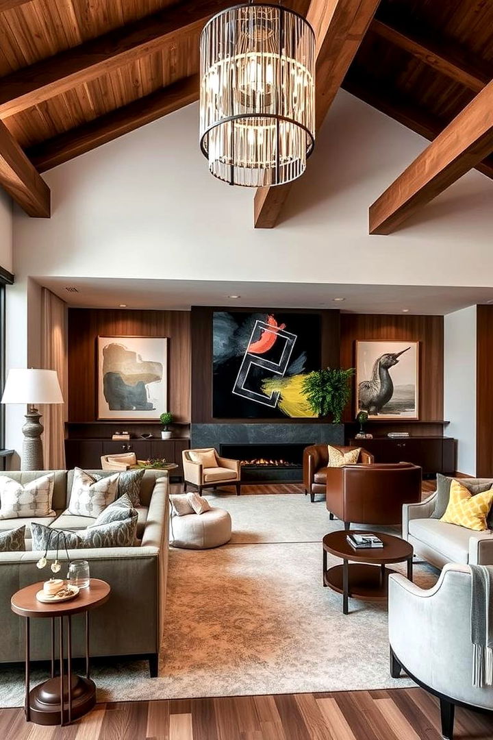 Luxe Modern Detailing with Signature Beams - 22 Exposed Beam Living Room Ideas