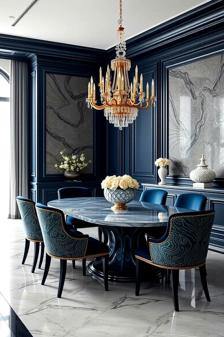 Luxe Navy Blue Finishes - 22 Navy Blue Dining Room Ideas