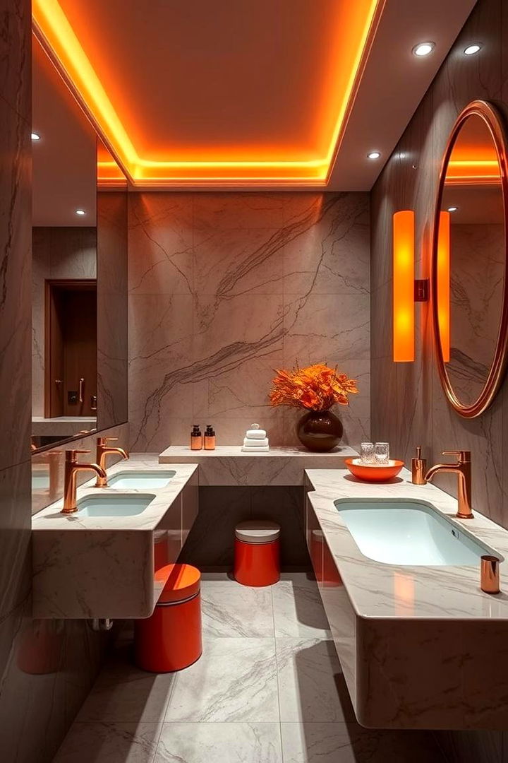 Luxe Orange Fixtures and Finishes - 22 Orange Bathroom Ideas