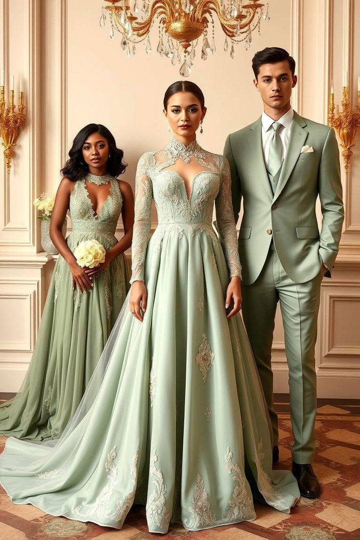 Luxe Sage Green Wedding Attire - 22 Sage Green Wedding Ideas