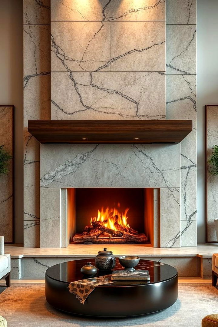 Luxe Stone Fireplace with Modern Touch - 22 Stone Fireplace Ideas