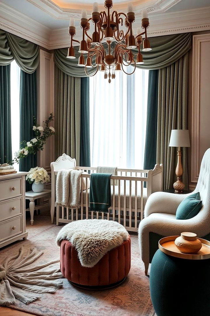 Luxe Textiles and Comfort - 22 Dark Green Nursery Ideas