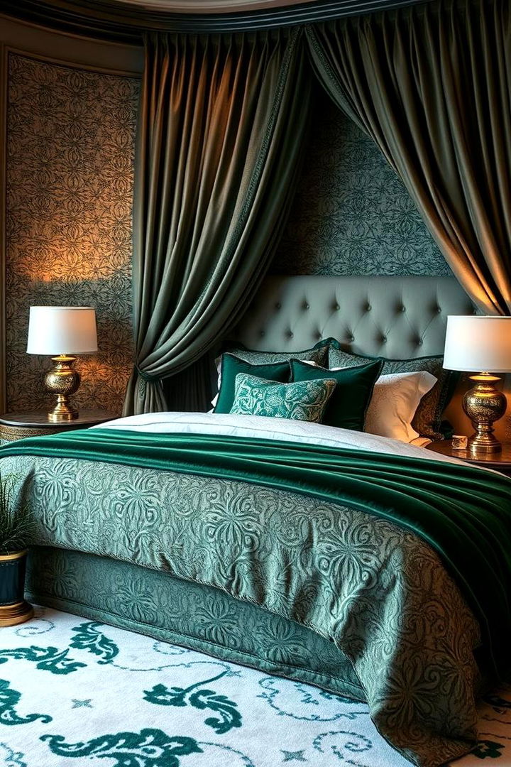 Luxe Textures and Patterns - 22 Green and White Bedroom Ideas