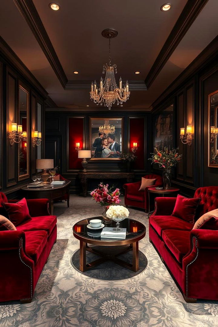 Luxe Velvet and Soft Grey Textures - 22 Red and Grey Living Room Ideas