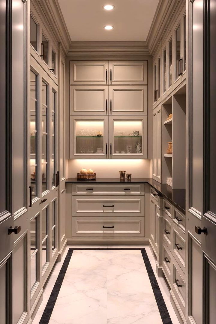 Luxe Walk In Pantry with Custom Cabinetry - 22 Walk in Pantry Ideas