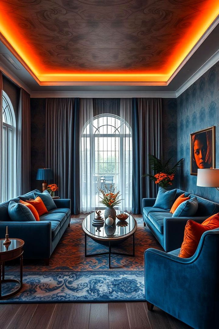 Luxe and Lavish Interiors - 22 orange and blue living room ideas