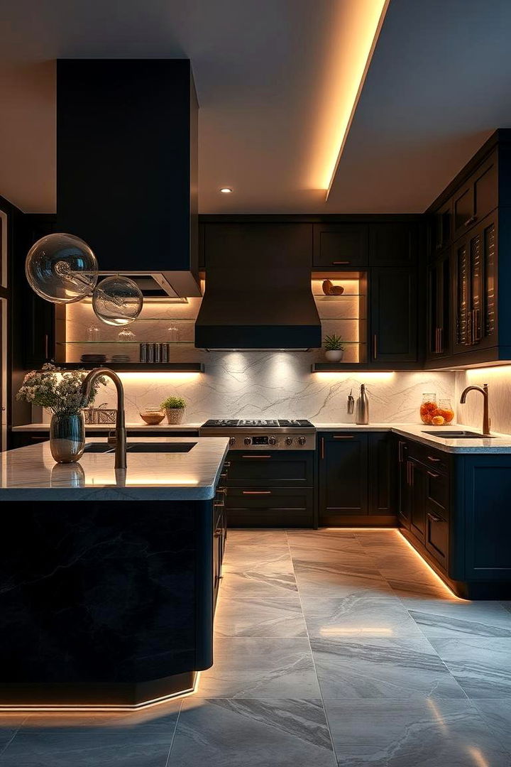 Luxurious Ambient Setting - 22 Black Kitchen Islands