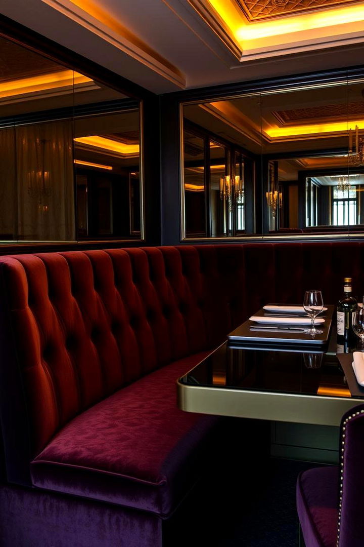 Luxurious Banquette with Velvet Upholstery - 22 Banquette Seating Ideas