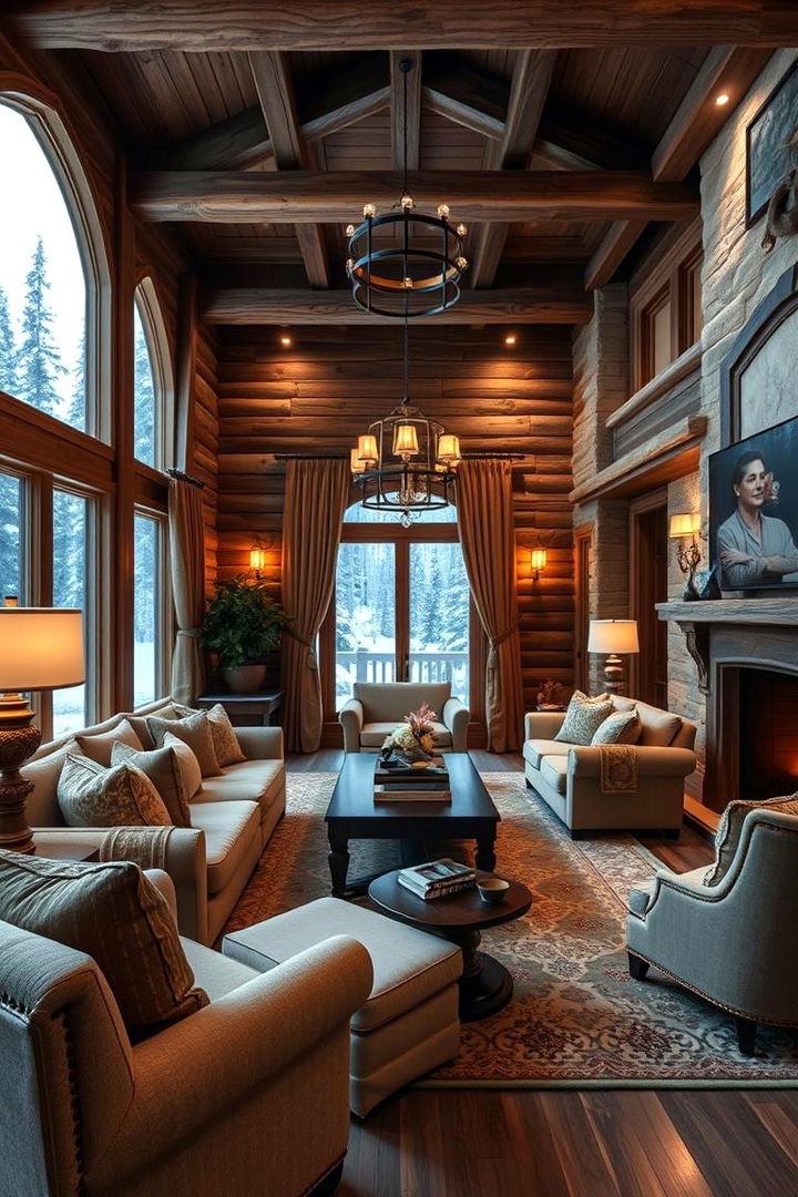 Luxurious Cabin Retreat - 22 Cabin Living Room Ideas