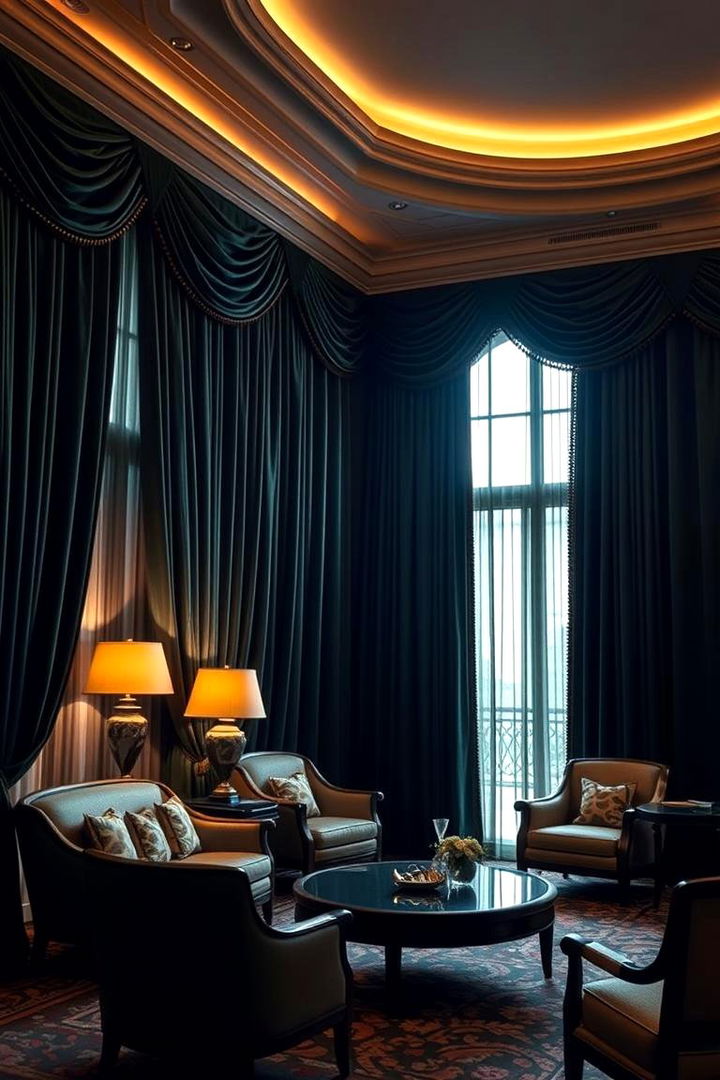 Luxurious Dark Green Drapery - 22 Dark Green Bedroom Ideas