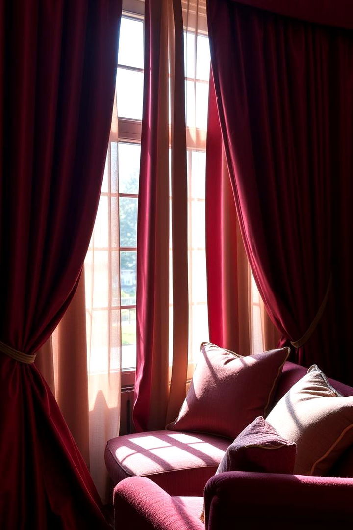 Luxurious Fabric Drapery - 22 Burgundy Bedroom Ideas