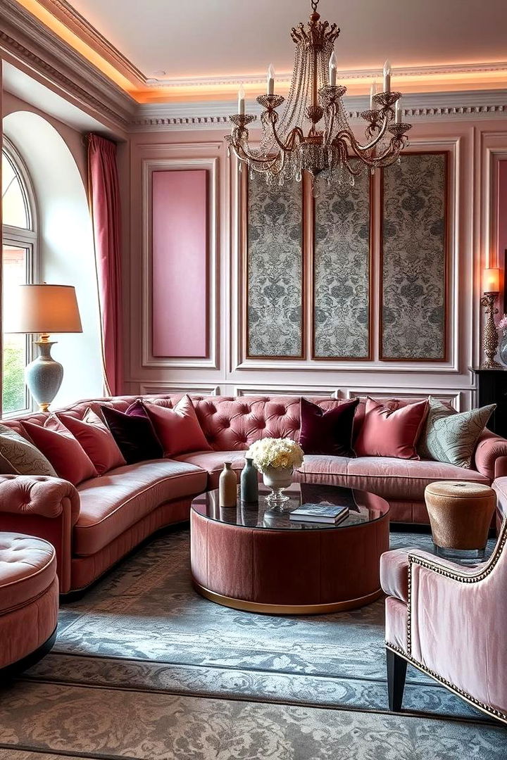 Luxurious Fabric and Texture - 22 Pink and Grey Living Room Ideas