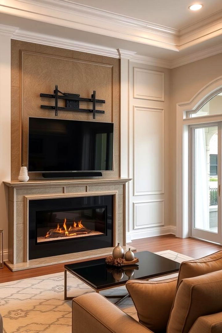 Luxurious Finishing Touches - 22 Linear Fireplace Ideas With Tv Above