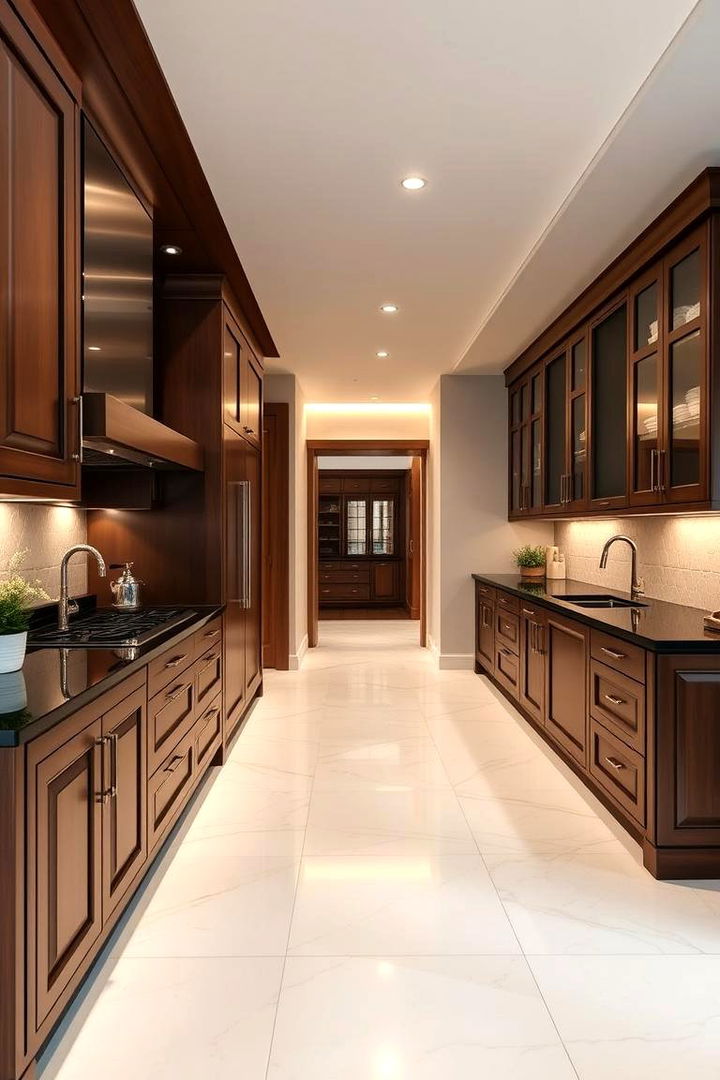 Luxurious Finishing Touches - 22 kitchen with brown cabinets and black countertops ideas