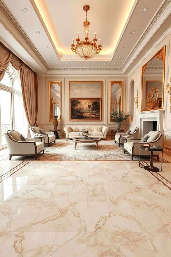 Luxurious Flooring Rich Carpets and Sophisticated Tiles - 22 Cream and Gold Living Room Ideas