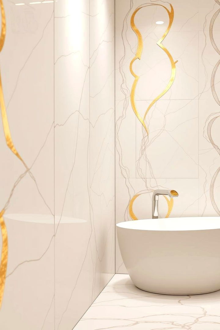 Luxurious Gold Accents - 22 Bathroom Wall Ideas