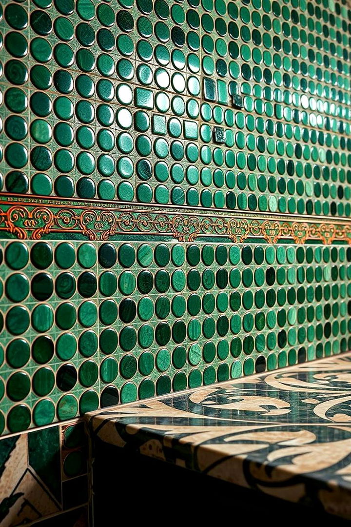 Luxurious Green Mosaic Tiles - 22 Green and Copper Kitchen Ideas
